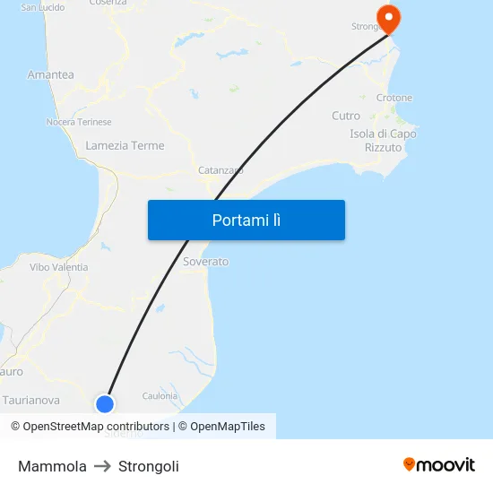 Mammola to Strongoli map