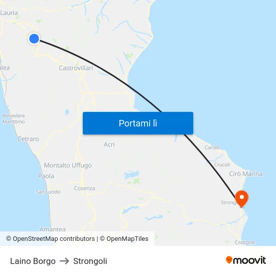 Laino Borgo to Strongoli map