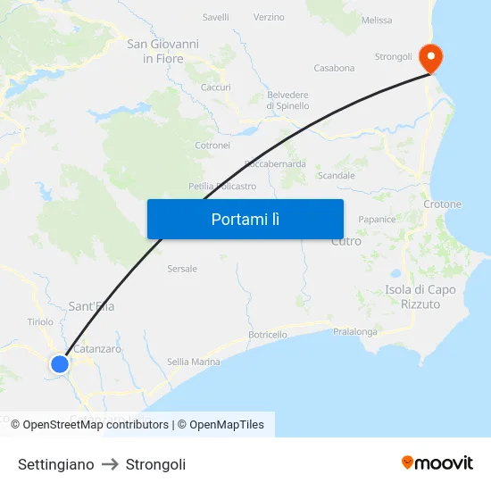 Settingiano to Strongoli map