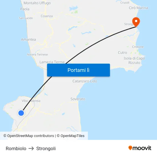 Rombiolo to Strongoli map