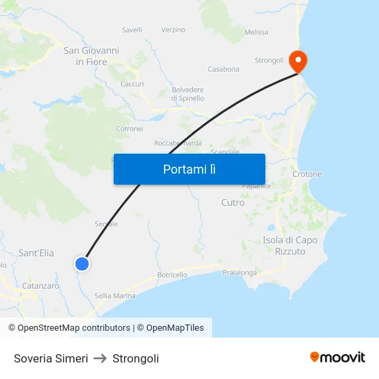Soveria Simeri to Strongoli map