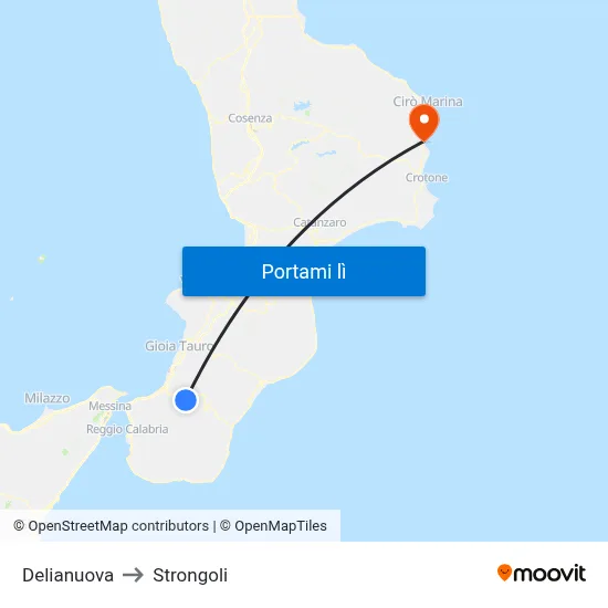 Delianuova to Strongoli map