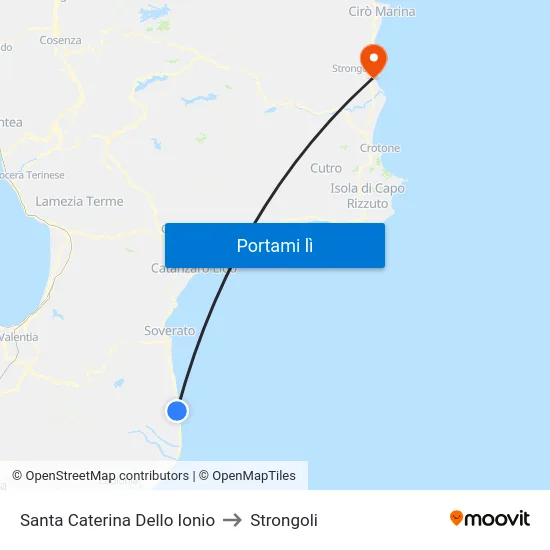 Santa Caterina Dello Ionio to Strongoli map
