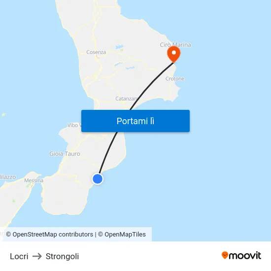 Locri to Strongoli map