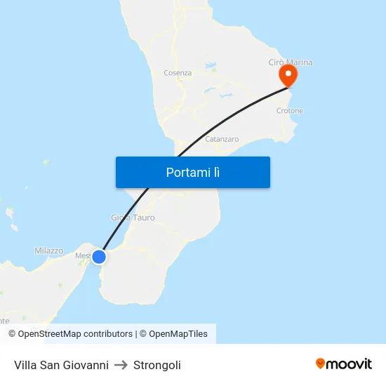 Villa San Giovanni to Strongoli map