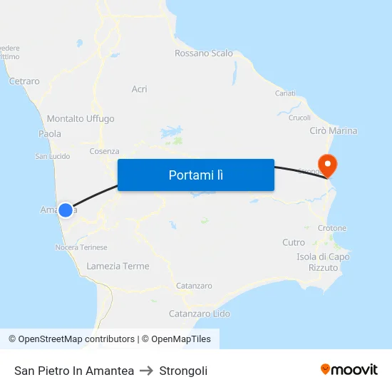San Pietro In Amantea to Strongoli map