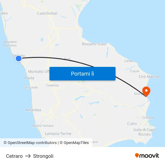 Cetraro to Strongoli map