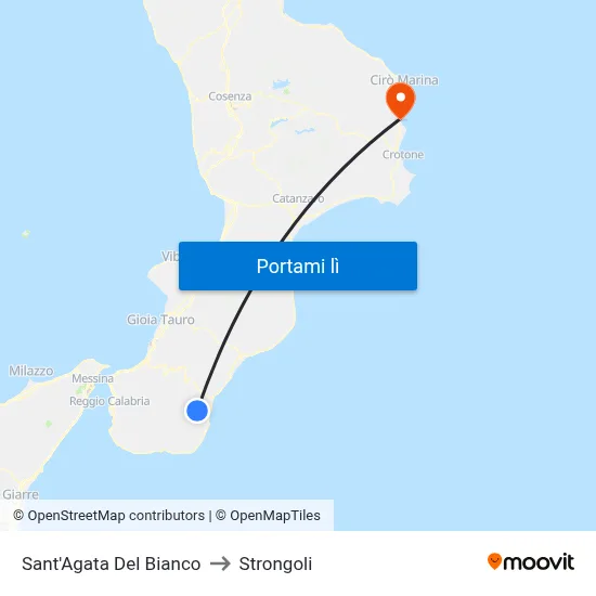 Sant'Agata Del Bianco to Strongoli map