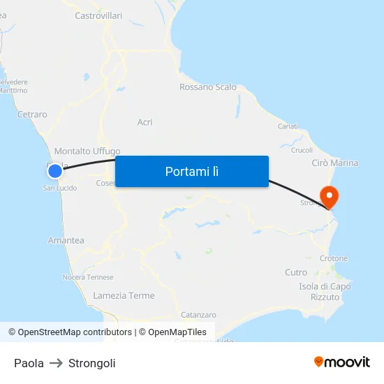 Paola to Strongoli map