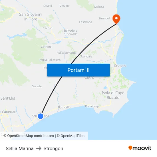Sellia Marina to Strongoli map