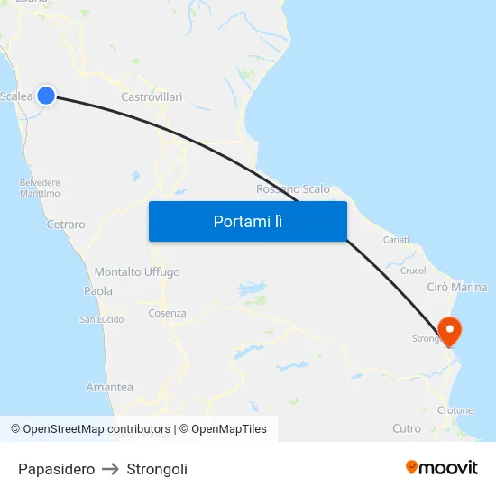 Papasidero to Strongoli map