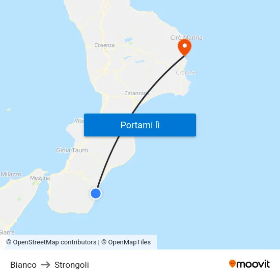 Bianco to Strongoli map