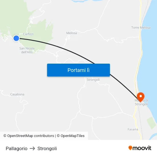 Pallagorio to Strongoli map