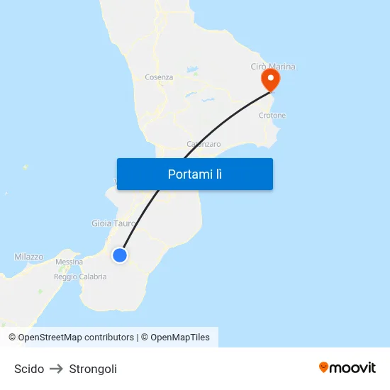 Scido to Strongoli map