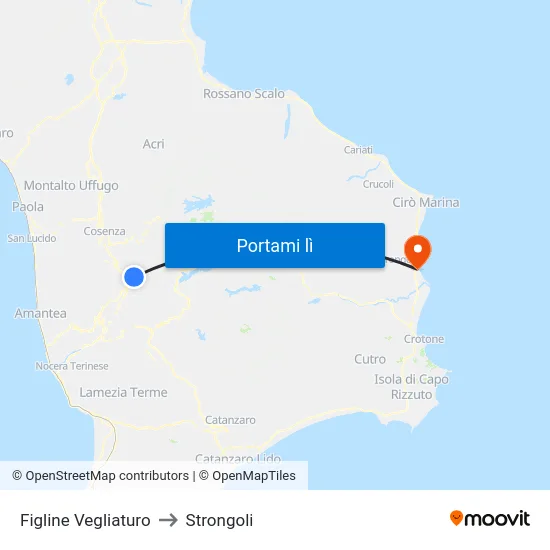 Figline Vegliaturo to Strongoli map