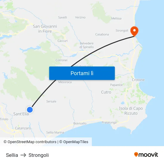 Sellia to Strongoli map