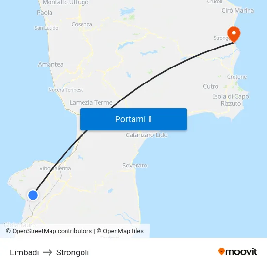 Limbadi to Strongoli map