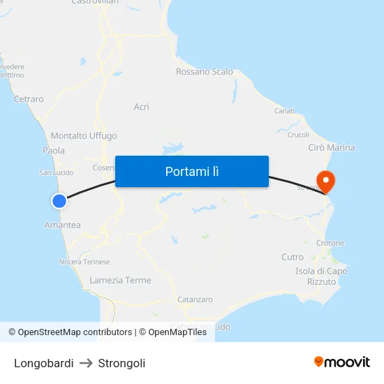 Longobardi to Strongoli map