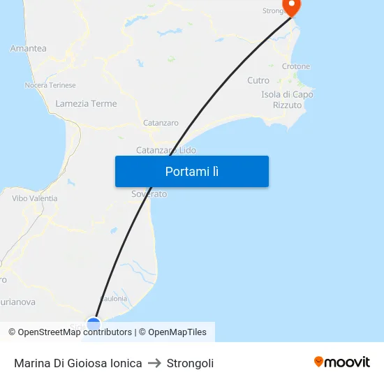 Marina Di Gioiosa Ionica to Strongoli map