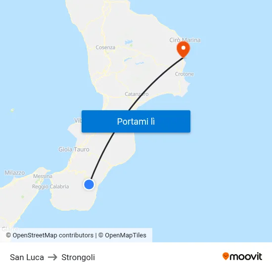 San Luca to Strongoli map