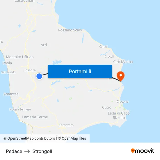 Pedace to Strongoli map