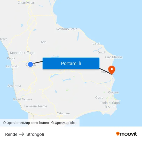 Rende to Strongoli map