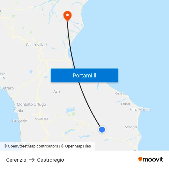 Cerenzia to Castroregio map
