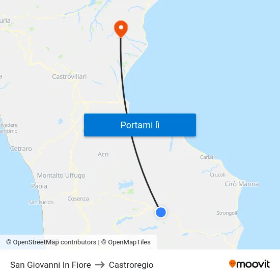 San Giovanni In Fiore to Castroregio map