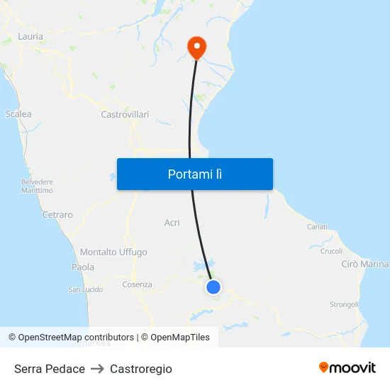 Serra Pedace to Castroregio map