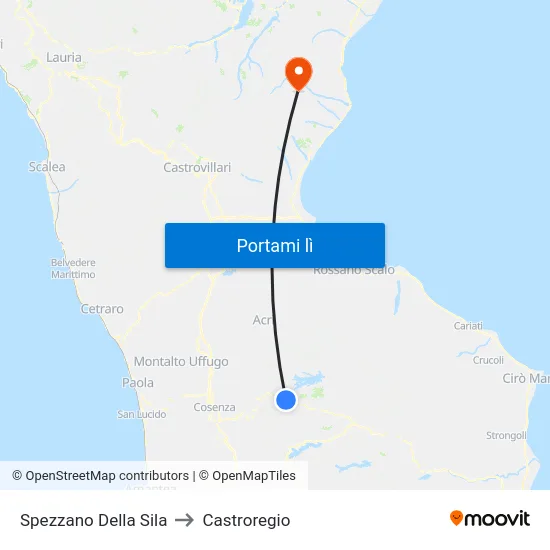 Spezzano Della Sila to Castroregio map