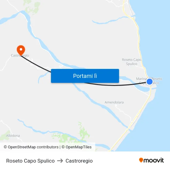Roseto Capo Spulico to Castroregio map
