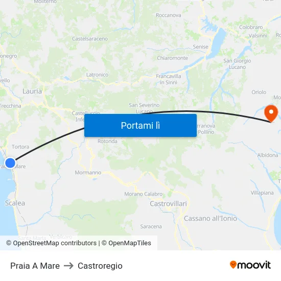 Praia A Mare to Castroregio map