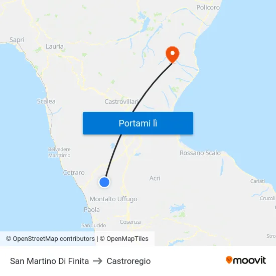 San Martino Di Finita to Castroregio map