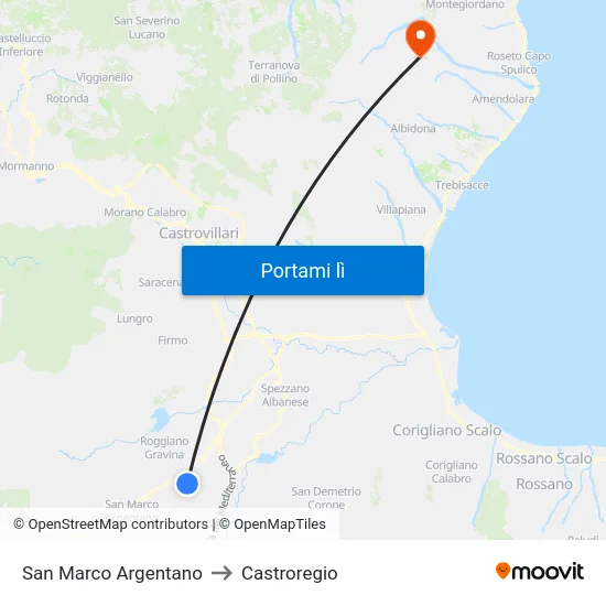 San Marco Argentano to Castroregio map