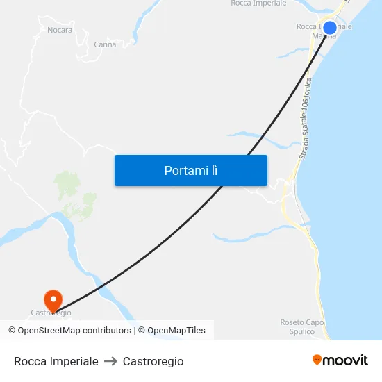 Rocca Imperiale to Castroregio map