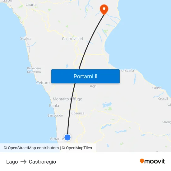 Lago to Castroregio map