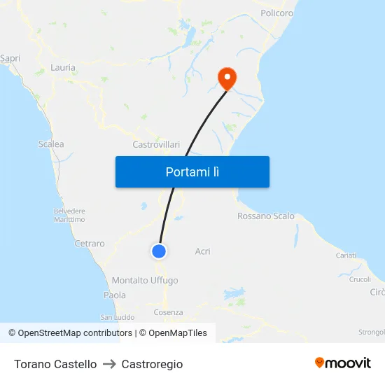Torano Castello to Castroregio map