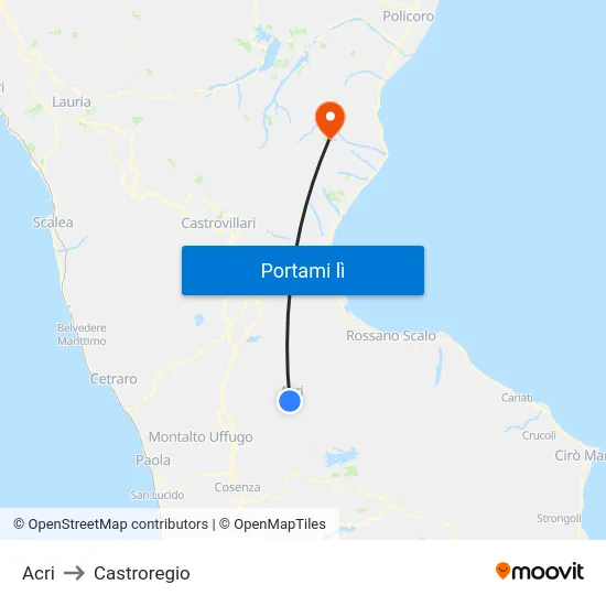 Acri to Castroregio map