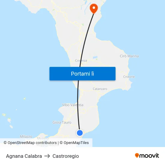 Agnana Calabra to Castroregio map