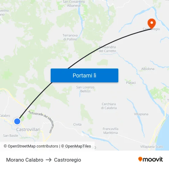 Morano Calabro to Castroregio map