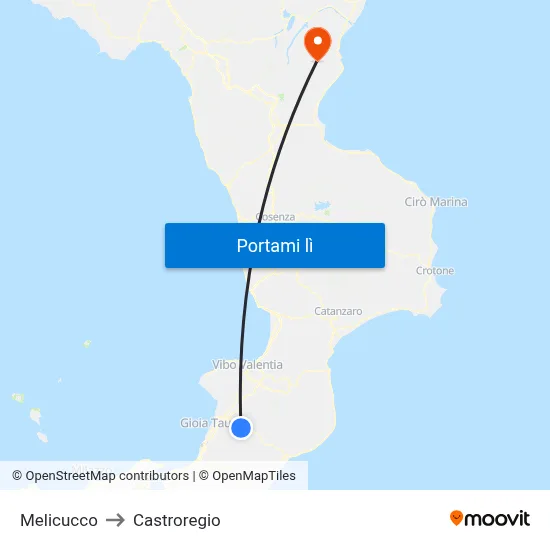Melicucco to Castroregio map