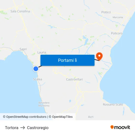 Tortora to Castroregio map