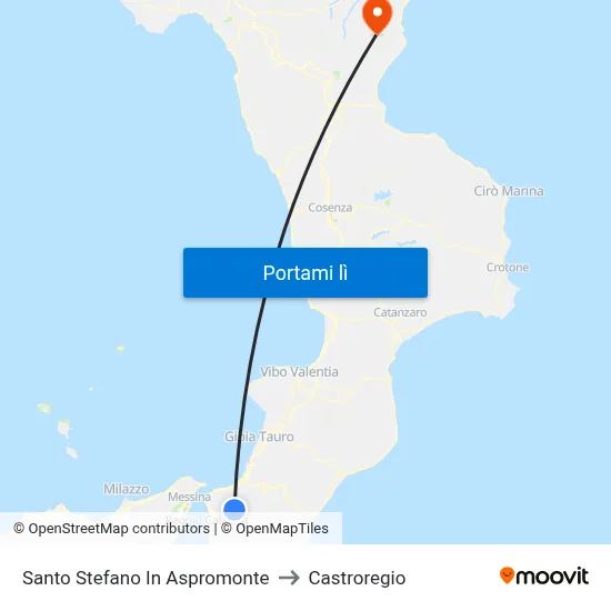 Santo Stefano In Aspromonte to Castroregio map
