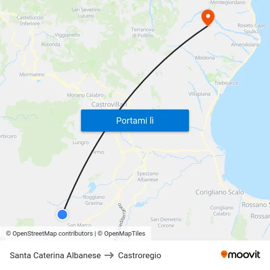 Santa Caterina Albanese to Castroregio map