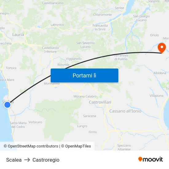 Scalea to Castroregio map