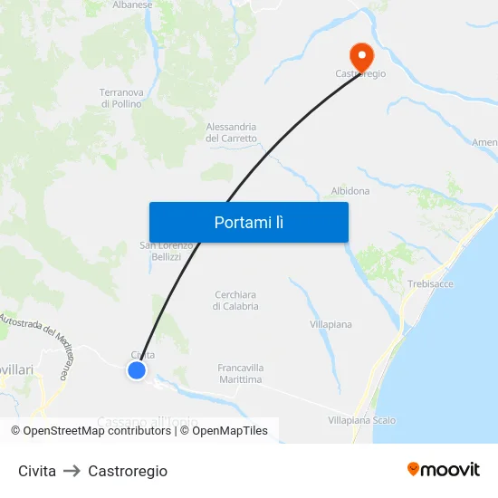 Civita to Castroregio map