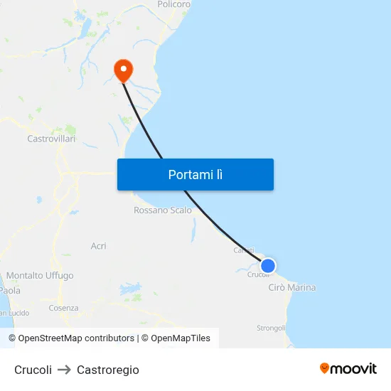 Crucoli to Castroregio map