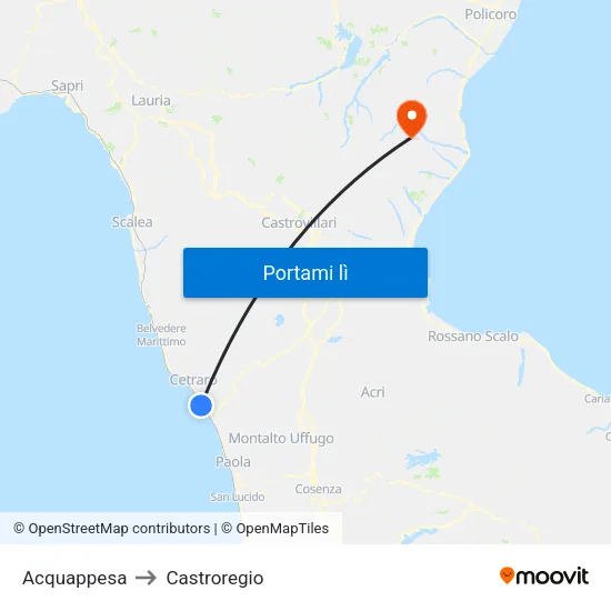 Acquappesa to Castroregio map