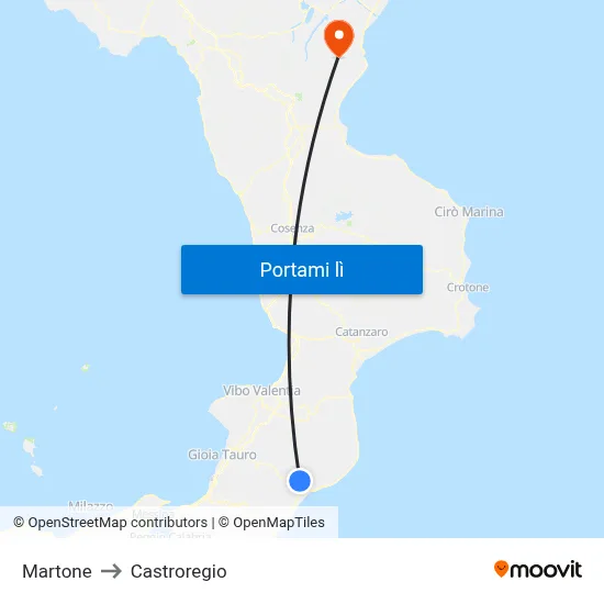 Martone to Castroregio map