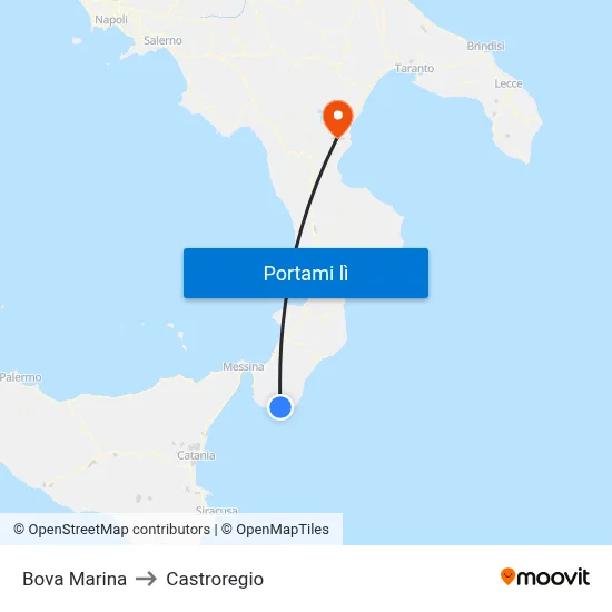 Bova Marina to Castroregio map